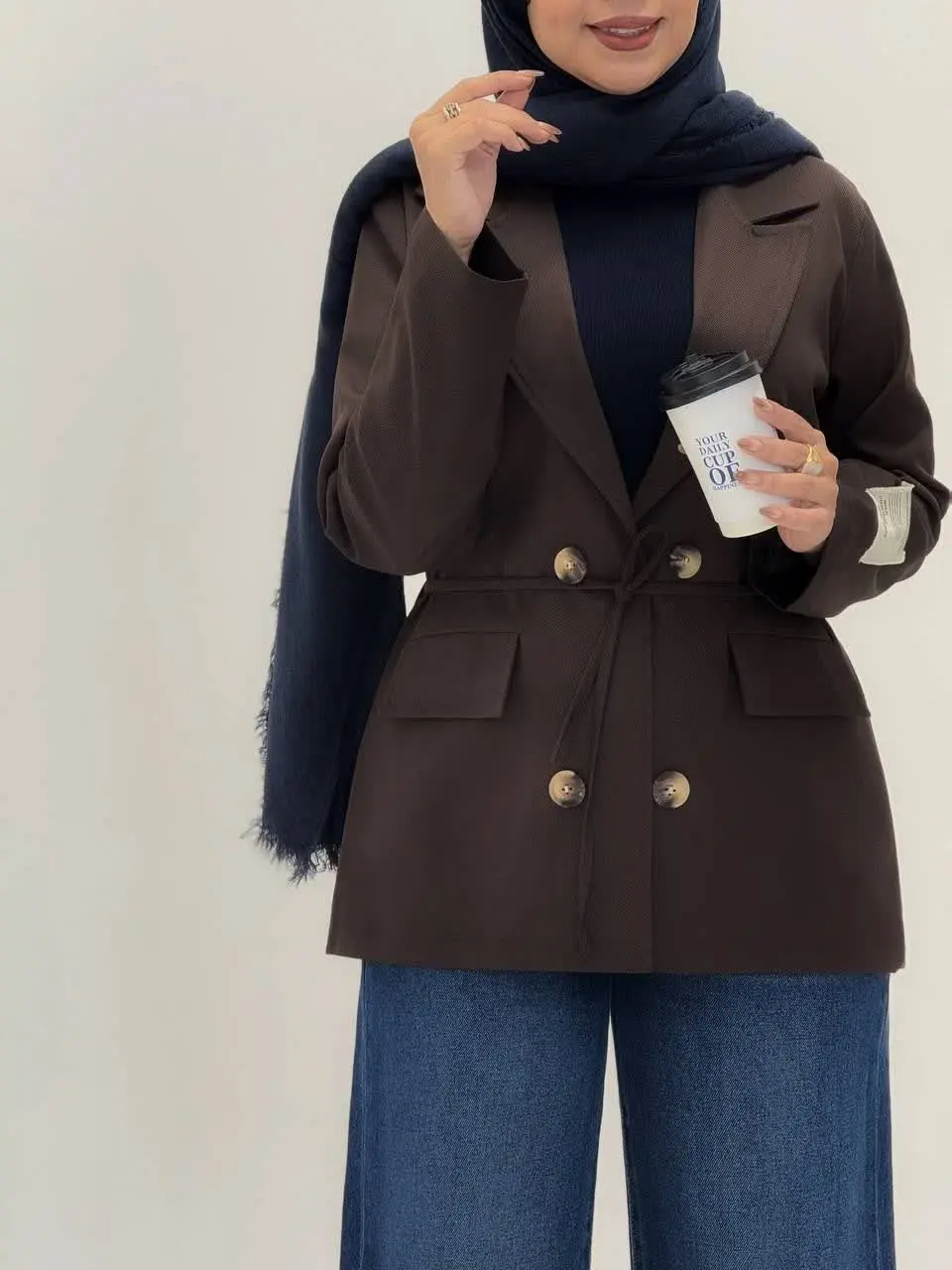 3582-مانتو کت کتان مارک